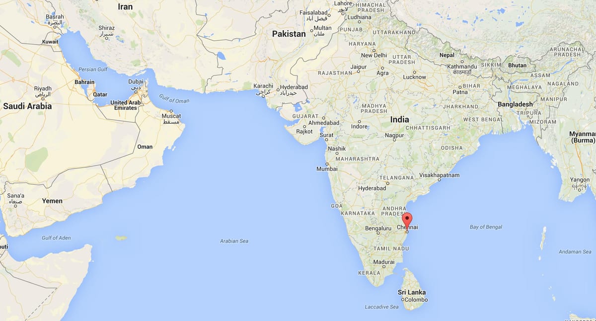 mapa de Chennai, india