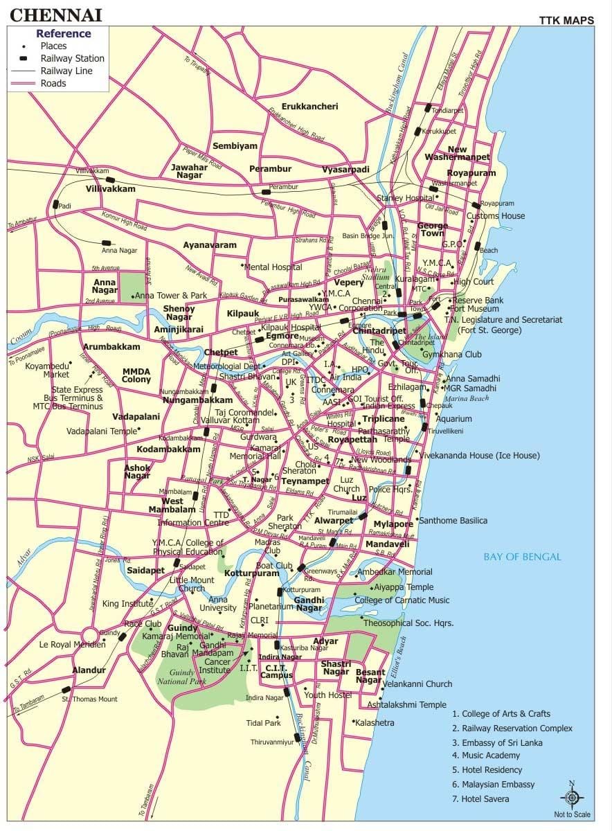 mapa de carreteras de Chennai