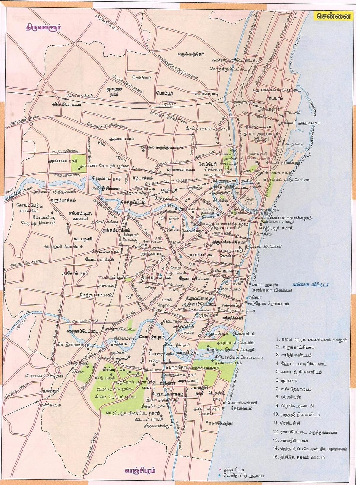 mapa de la ruta de Chennai
