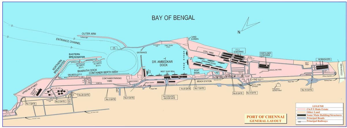 mapa de puerto de Chennai