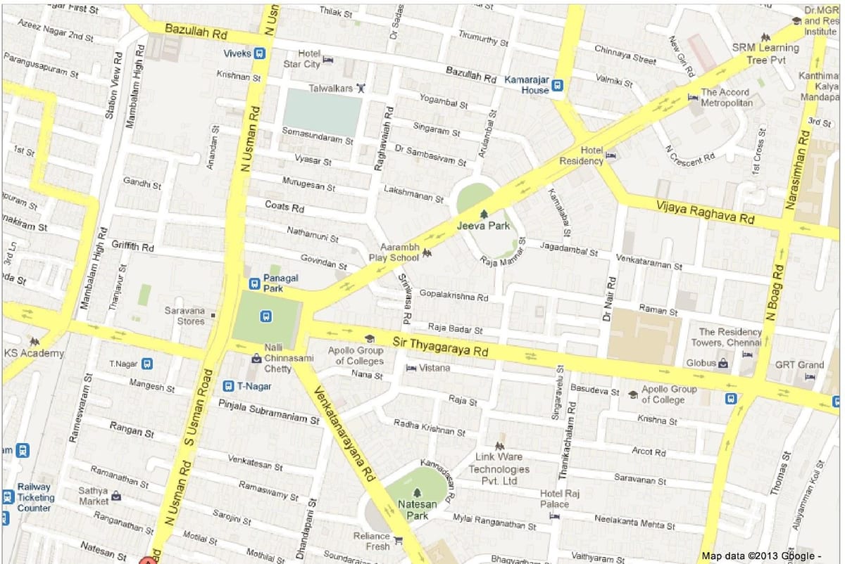 mapa de Chennai t Nagar