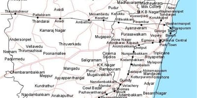 Chennai mapa con las direcciones