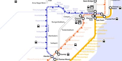 Ferrocarril mapa de Chennai