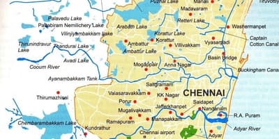 Chennai cuerpos de agua mapa